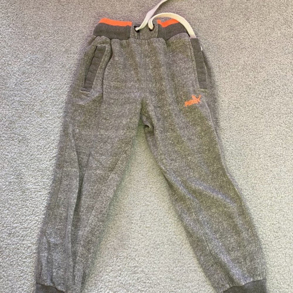 Puma girls small heather gray jogger sweats